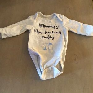Hand Crafted- “Mommy’s new drinking buddy” onesie